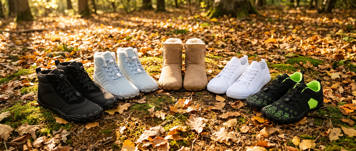 Terraia Barfussschuhe im Herbstlaub